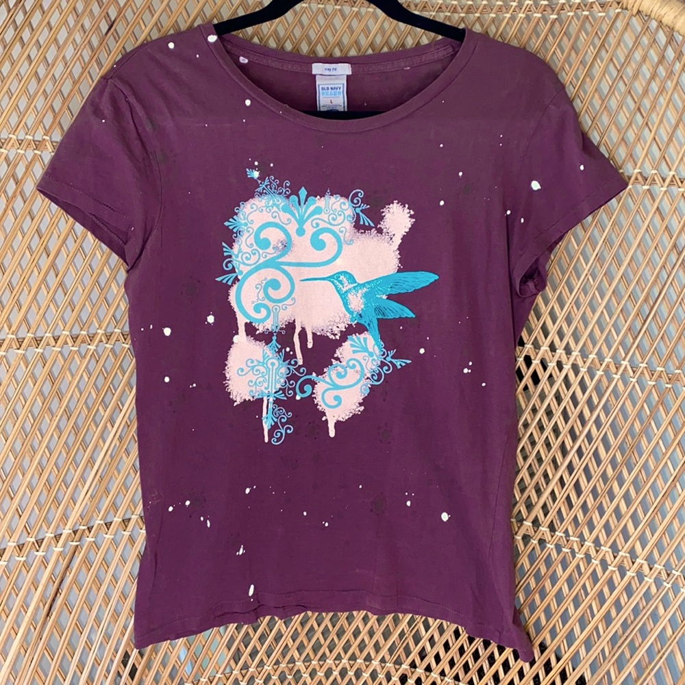 Mauve Hummingbird Old Navy Women's Large Tiny Fit Tee